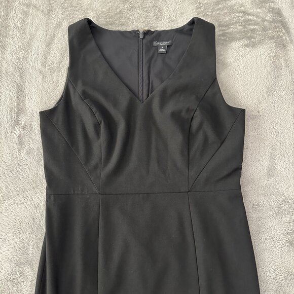 Ann Taylor Classic Black Dress 4 Petite 4P V-Neck Sleeveless - Picture 2 of 6